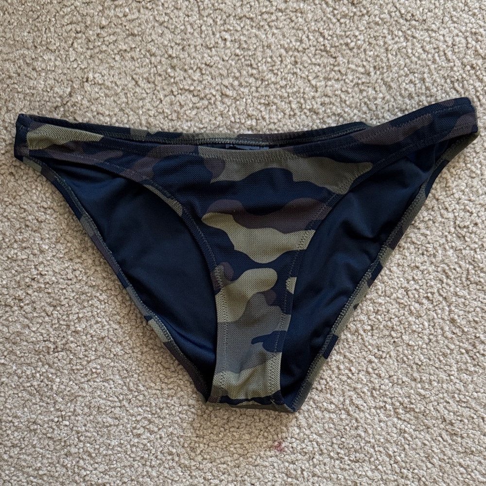 BOTTOMS ONLY! Volcom Women's Camo Bikini Bottoms in Olive & Black